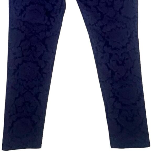 Anthropologie Mid-Rise Velvet Pants Stretch Ankle Crop Skinny Trousers Blue Sz 8 - Picture 6 of 10